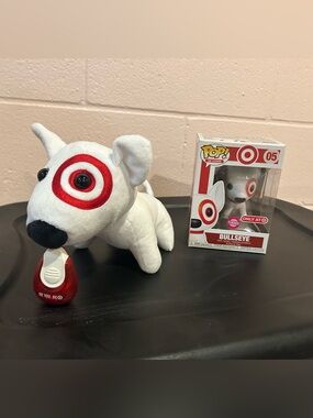 Target Bullseye Plush Dog and Flocked Bullseye Funko Pop
